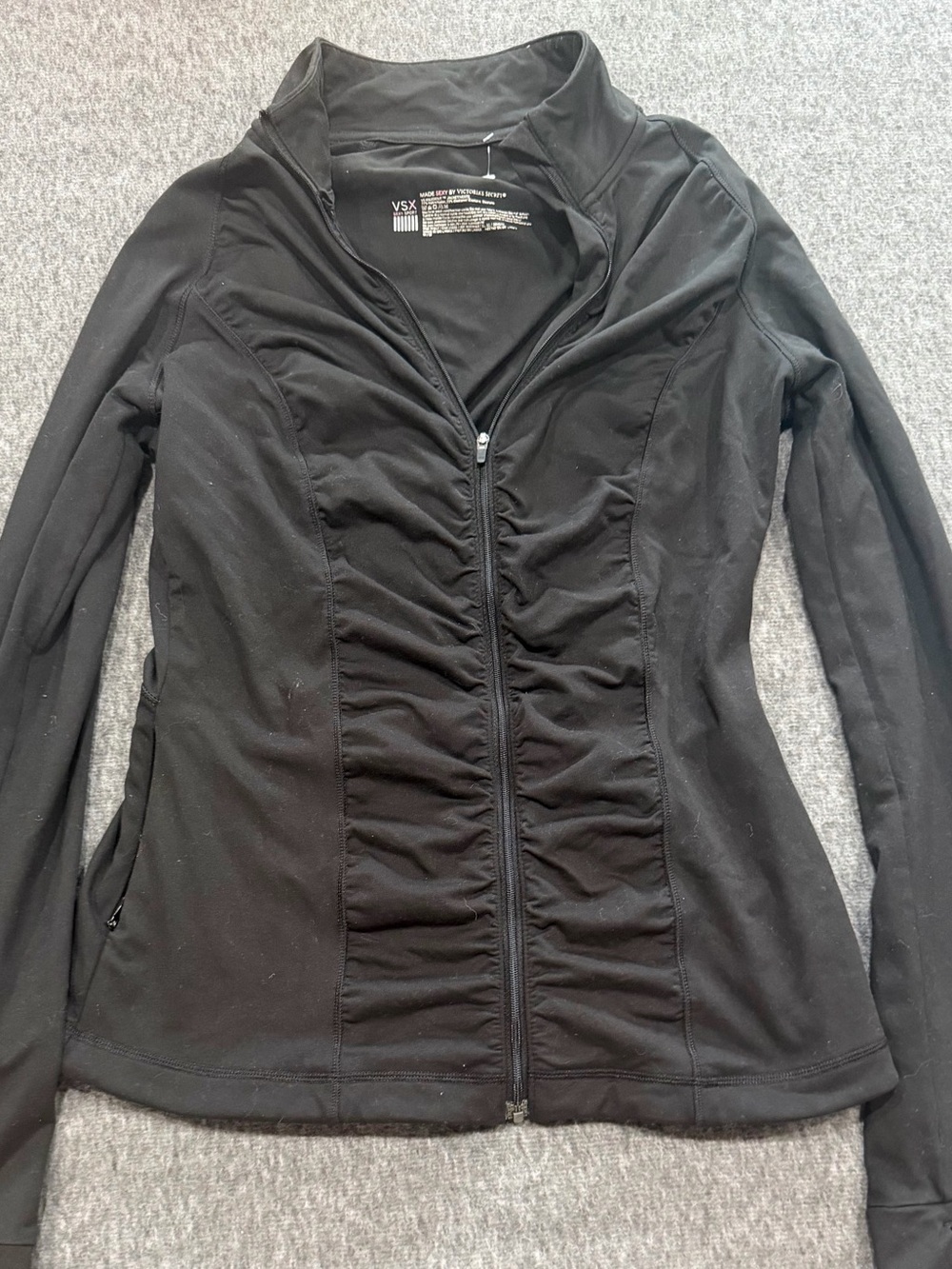 Victoria's Secret Black Ruched Zip-Up Utility Jacket